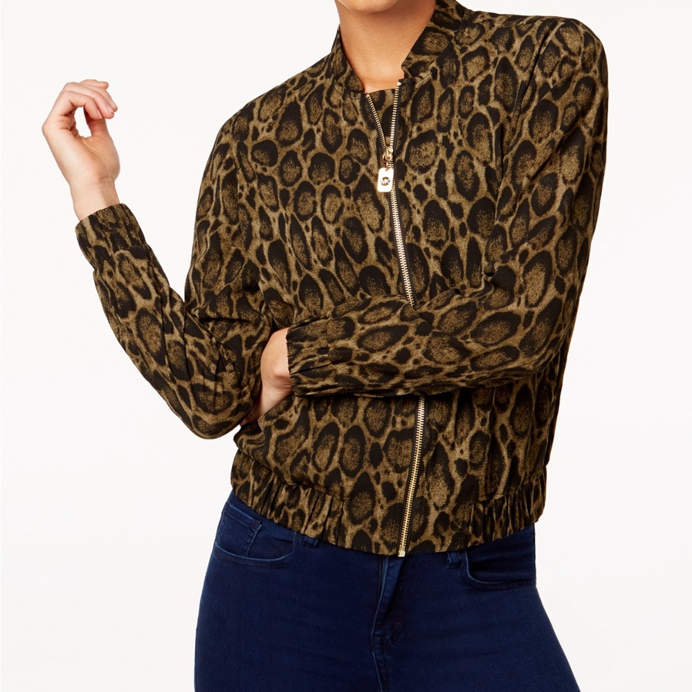 Michael Kors Leopard Print bomber, made for Macy's